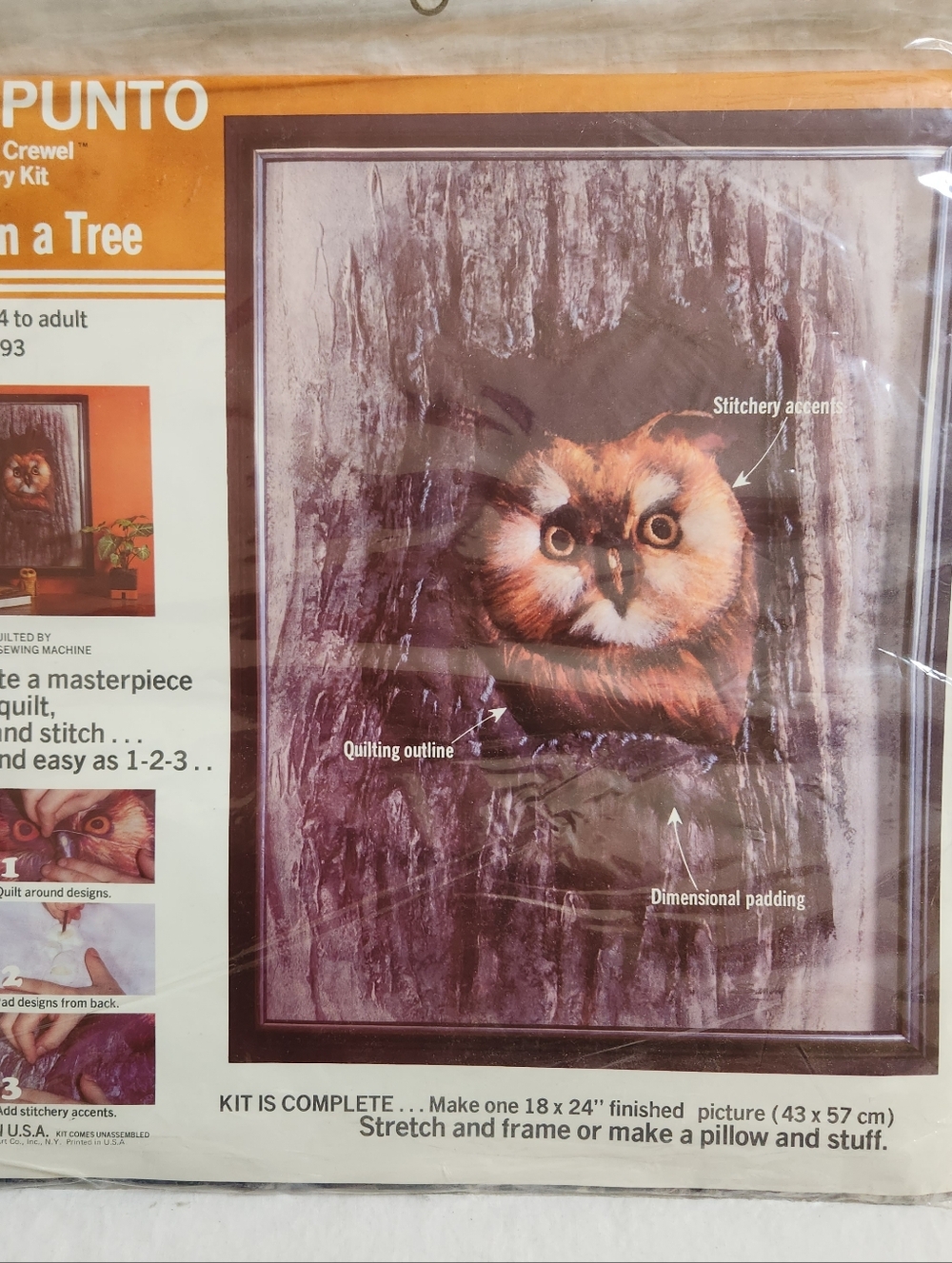 Trapunto Stitchery Kit "Owl In a Tree"